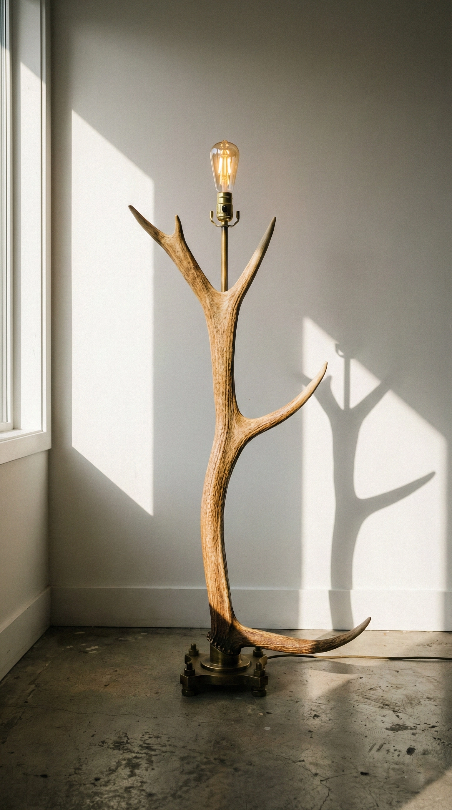Sculptural antler floor lamp